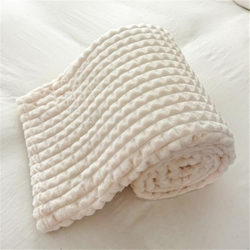 Hixingo Couverture Plaid Polaire Flanelle Couverture de Canapé à Carreaux Jeté de Canapé Couverture Lit 2 Personnes Epaisse Douce et Chaude, Convient à Toutes Les Saisons (100x120cm,Beige)