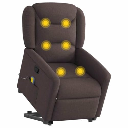 vidaXL Massagesessel mit Aufstehhilfe Dunkelbraun Stoff, Relaxsessel, Sessel mit Aufstehhilfe, Massagestuhl, Sessel, Sessel mit Massagefunktion
