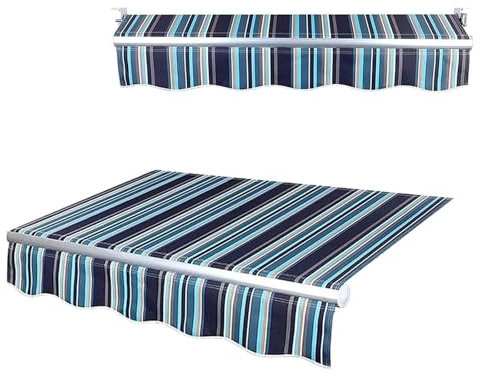 Tenda da sole per esterni, in tessuto di ricambio manuale, retrattile, per finestre e porte, tessuto in poliestere impermeabile con protezione UV, 3 x 2,5 m