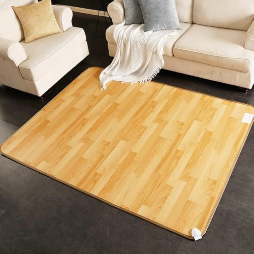 BANTASE Teppich, Fußbodenheizung, beheizter Bodenteppich für Wohnzimmer, Schlafzimmer, Badezimmer, Bodenheizmatten – Verwendung im Innenbereich (Gelb, 100 x 200 cm)