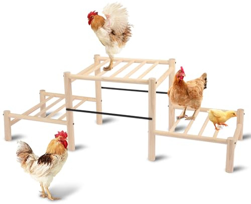 Moyardow Chicken Perch, Natural Beech Wood Roosting Ladder for Poultry | Chick Perch for Strong Wooden Roosting Bar, for Poultry, Jungle Gym & Toys