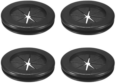 M METERXITY 4-Pack Rubber Grommets for Wiring 50mm Desk Grommet Double-Sided Flexible Cable Cord Grommet Desk Hole Cover for Cables/Wires Through Protection [Black, Petal-Shaped]