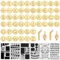 GORGECRAFT 56Pcs Wood Burning Tip Gold Letter Number Brass Head Hot Stamps Tips Kit Alphabet Number Symbol Pyrography Head with 6 Styles Plastic Journal Painting Stencil for Wood DIY Embossing Carving