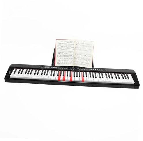 88 Keys MIDI Keyboard Touch Sensitive Keys Digital Piano With LED Lighting Electronic Piano(Bk)
