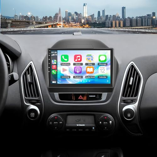 4+64G Autoradio 2 Din kompatibel mit Hyundai Tucson IX35 2009–2015 Wireless CarPlay Drahtlosem Android Auto Mirror Link,10 Touchscreen-Radio Bluetooth Navi GPS FM/RDS/Lenkradsteuerung Rückfahrkamera