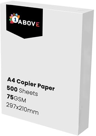 A4 Mehrzweck-Kopier- und Druckerpapier, 75 g/m², 500 Blatt, 297 mm x 210 mm, weißes Papier für Zuhause oder Büro, Kunst und Handwerk, 1 Ries