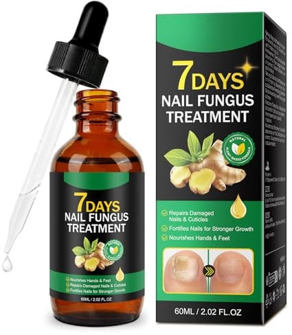 Nail Fungus Treatment for Toenail, 60ML Fungal Nail Treatment for Thick, Discolored, Brittle Nails, Ginger Nail Treatment Oil Helps Improve Nail Appearance and Supports Healthy Growth