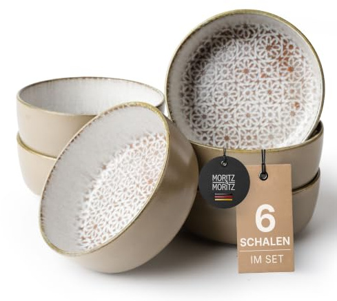 Moritz & Moritz ALHAMBRA Lot de 6 bols à céréales en mousse - Élégant et robuste - En porcelaine - Pour céréales, soupes et salades - Passe au lave-vaisselle et au micro-ondes - Pour un usage