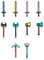 10-teiliges aufblasbares Schwerter-Axt-Set, Pixel-aufblasbares Schwert für Kinder, Geburtstagsparty, Cosplay, Pool-Party, Halloween, Partyzubehör, blau, M
