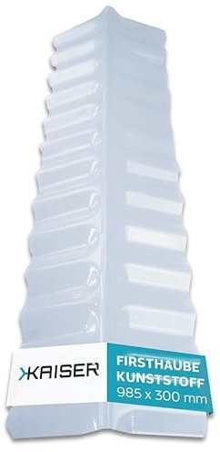 KAISER plastic® Firsthaube Klar | Wellplatten Dach Abdeckung, Welldach Kunststoff | Dachplatten wetterfest | Überdachung | Sinus 76/18 – 30 x 98,5 cm | 1 Stk.