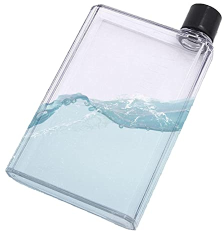 VIFERR Tazza per acqua piatta trasparente, A5, senza scritta, in plastica, portatile, da viaggio, per palestra, lavoro e viaggi (420 ml)