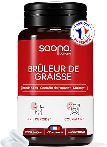 Bruleur de Graisse Puissant | Coupe Faim Efficace | Perte de Poids Rapide et Efficace | Détox | Minceur Homme & Femme | Fabriqué en France | 2 Gélules/j - 1 mois