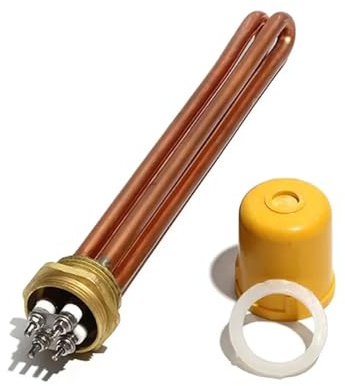 KAYOUDE 1 Inch/DN25 Double U Immersion Water Heater Part 220V 3KW/6KW/9KW/12KW Copper Tube And Thread Electric Heating Element(6KW)
