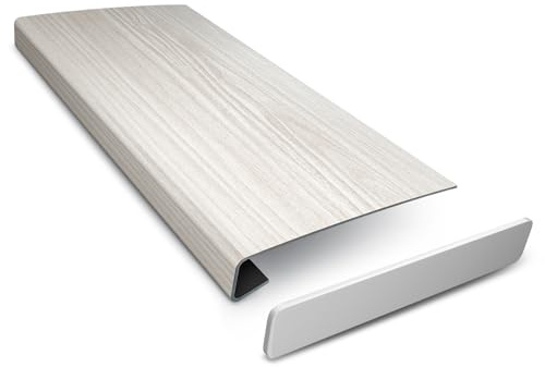 DQ-PP Fensterbank Verkleidung – Eiche skandinavisch - 38 x 100cm – Dicke 3mm – PVC Fensterbrett individuell anpassen – mit Seitenabschluss – zuschneidebare Abdeckung und moderne Renovierung