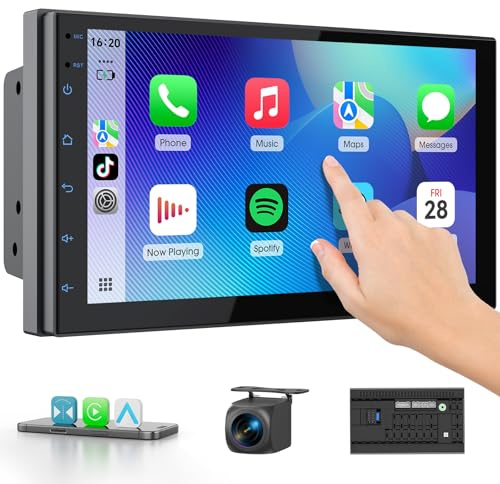 Haudio 2 Din 7 Inch Car Radio with Wireless CarPlay & Android Auto, Android 13 Car Stereo IPS Screen with Rear View Camera, Mirror Link, Voice Control, SWC/FM/RDS/AM, 25 Sets UI Fit All Cars 2+64G