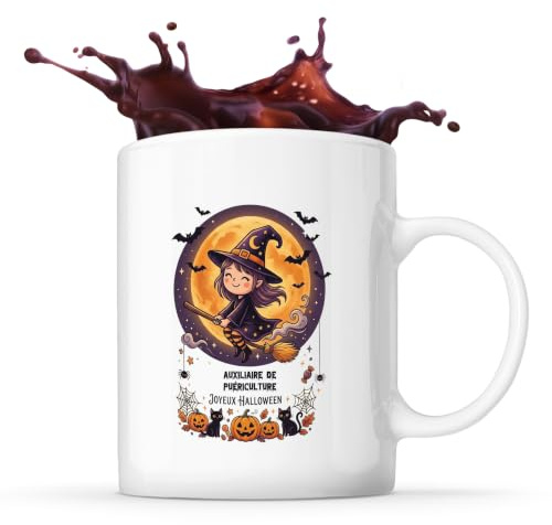 Otshirt Tasse Auxiliaire de puericulture - Joyeux Halloween 2 - Mug - Idée Tasse Personnalisable Cadeau Anniversaire Fête Original Famille Travail Départ Collègue Retraite Noël.
