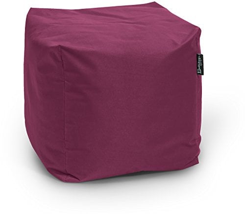 BuBiBag Sitzpouf für Outdoor Sitzsack, Fußhocker ideal für Gaming Sitzsäcke, Wetterfest, Outdoor Pouf (45x45x45cm, Weinrot)