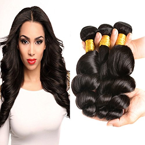 Huarisi Loose Wave Bundles Brasilianisches Echthaar 3 Bündel Gewelltes Menschliches Haar Weaves 14 16 18 Zoll 7a lose Welle Haar Jungfrau Verlängerungen Natürliche Farbe