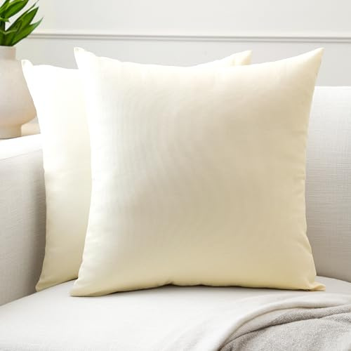 Encasa XO Fundas de Cojín de Algodón, sin Relleno 20x20 | Natural, Cremallera Invisible | Tejido Lona Resistente | Transpirable, Absorbente | Decoración Sofá, Cama