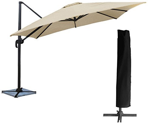 Happy Garden Freistehender Sonnenschirm MOLOKAI quadratisch 3x3m beige + Hülle