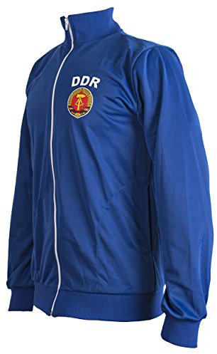 JL Sport Deutsche Demokratische Republik Osten Deutschland DDR 1970's Jahre Retro Fußball Jacke Trainingsanzug mit Reißverschluss Pulli Man Top - Blau, XXL