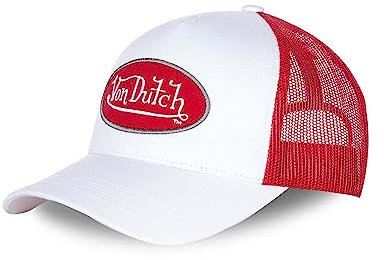 Cap Herren Atmungsaktiv, Tracker Kappe Herren, Perfekter Halt, Weiß Rot, Einheitsgröße