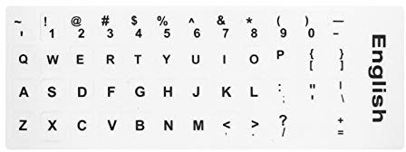 4 PCS Waterproof Self-adhesive Replacement Computer Laptop Keyboard Stickers Black Lettering with Non Transparent White Background (English Keyboard Stickers)