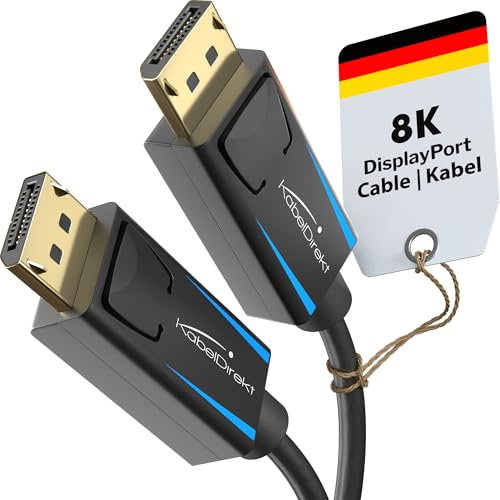 KabelDirekt – 4K & 8K DisplayPort Kabel, 240Hz – 5m – erhältlich in 1m bis 5m – DP Kabel für alle DisplayPort-Anschlüsse (DisplayPort 1.4, erreicht 8K@60Hz an PCs, Laptops, Gaming-Monitoren)