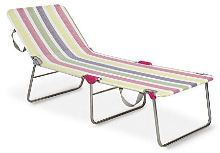 Beauty.Scouts 3-Bein-Liege Betti Silber/bunt-gestreift 67x190x39cm Gartenliege Sonnenliege Dreibeinliege Liegestuhl klappbar leicht Aluminium Ergotex-Bespannung