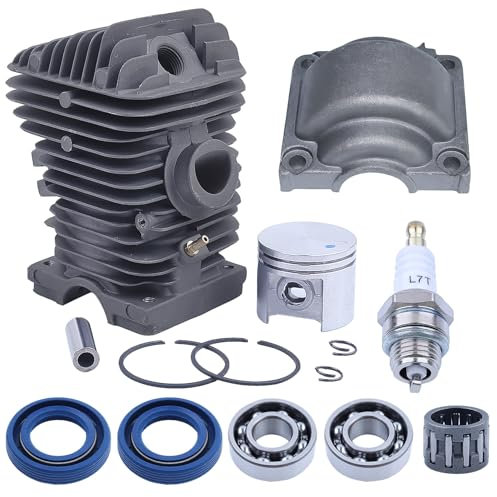 Adefol 40mm Zylinder Kolben Kit für Stihl MS210 021 MS 210 mit Kurbellager Öldichtungen Motorwanne Nadellager Zündkerze Ersatzteile für 1123 020 1216 11230201216