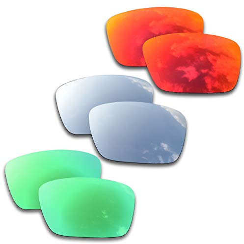 SOODASE Pour Oakley Fuel Cell Des lunettes de soleil Rouge/Argenté/Vert Verres de remplacement polarisés