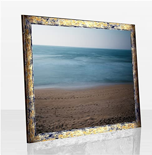 Bilderrahmen Monzetta Puzzlerahmen 75x98 Blau Gold Meliert 98x75 cm Antireflex Kunstglas