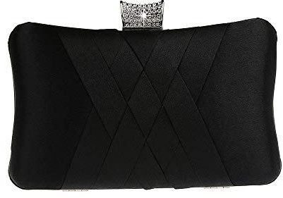 Ro Rox Francesca Retro Vintage Crystal Evening Prom Party Box Clutch Handbag Bag, Black, One Size