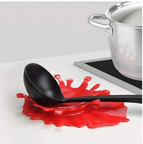 Zonfer en Forme De -cuillère Rouge Le Repos Spatule Support pour La Cuisine, Spatule Louche, Brosse 1pc Rouge