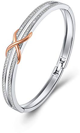 Angelady Rose Gold Infinity Bracelets for Women Rose Gold Bangles Ladies Bracelets Birthday Valentine Gifts for Women/Mum/Wife-with Jewellery Box