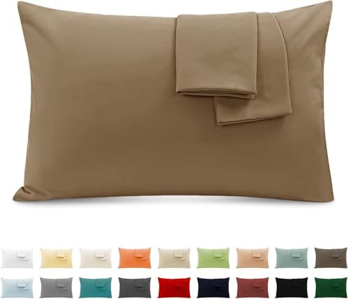 2er Set Kissenbezug 100% Baumwolle 40x80 cm 2 PCS, Superweicher Premium Jersey Kopfkissenbezug, Kissenhülle Beige