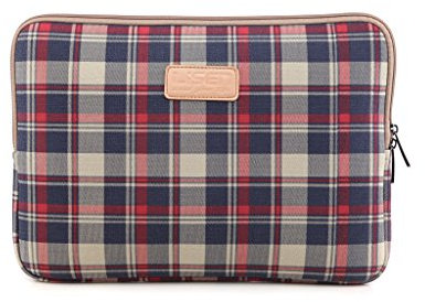 fdsmall 10 Inch Neoprene Laptop Sleeve Case - Waterproof Notebook Case Bag for Acer/Asus/Dell/Lenovo/HP/Samsung (Plaid Wine Red)