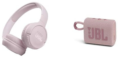 JBL Tune 510BT – Casque Supra-auriculaire sans Fil – Equipé de la Technologie Bluetooth – Rose & GO 3 – Enceinte Bluetooth Portable, aux Basses intenses et au Style Audacieux – Autonomie 5 hrs – Rose