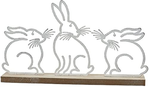 Exner originelle frühlingshafte putzige Deko-Hasen Osterhasen als Flache Kontur-Silhouette aus Metall Shabby weiß