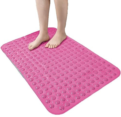 HOME ZEN HOUSEHOLD LINEN TAPPETO DOCCIA VASCA ANTISCIVOLO CON VENTOSE 100% PVC PLASTICA QUALITà COMFORT - ANTIMUFFA - SICUREZZA PER BAMBINI E ANZIANI 76x37 cm Fucsia