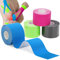 Kinesiotapes 4 Rollen Kinesiologie Tape 5m*5cm Elastische Kinesiologie Tapes Hautfreundlich & wasserfestes Kinesio Tapes Passend für alle Sport, Knie, Schulter und Ellenbogen, Sporttapes Kinesiotape
