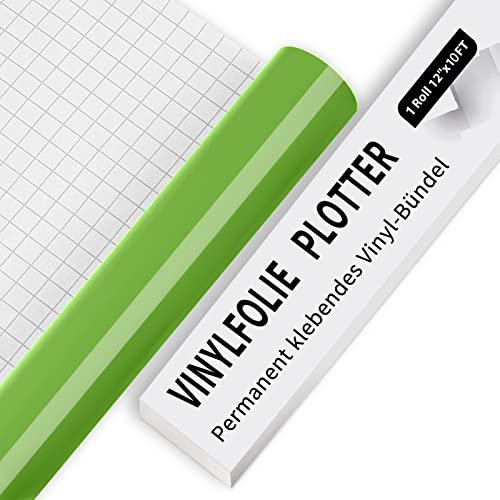 IModeur Vinilo permanente - 30,48 x 304,8 cm Vinilo adhesivo verde brillante, vinilo adhesivo permanente para silueta y camafeo, vinilo Cricut para tazas, vasos, ventanas y decoración del hogar