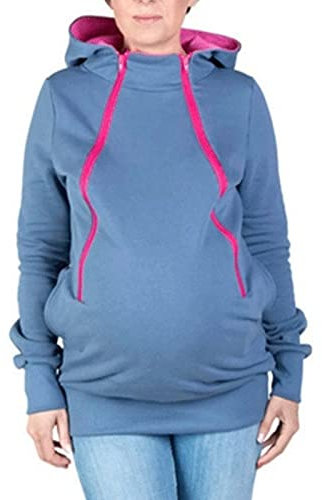 MXRFACTory Tragejacke für Mama und Baby 2 in 1 mit Reißverschluss Kängurujacke Weich und Bequem Outdoor-Umstands-Hoodie Herbst und Winter Freizeitjacke,002,L