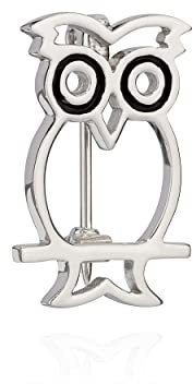NKlaus Amulett Eule 925 Sterling Silber schwarz gemustert 24mm, 1 Stück