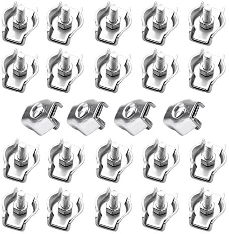 SyiXute 24 Pezzi Clip per Fune Metallica M3,Morsetto Simplex per 3mm Fune Metallica,Fermacavo a Fune Metallica in Acciaio Inox per Il Fissaggio di Funi Metalliche e Funi Portacavi