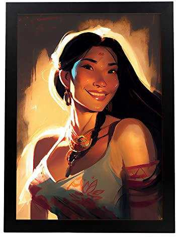 Nacnic Pocahontas in voller Farbe Fotostil. Cartoon-Illustrationen berühmter Filme und Filme. Innenarchitektur und Dekoration. A3.