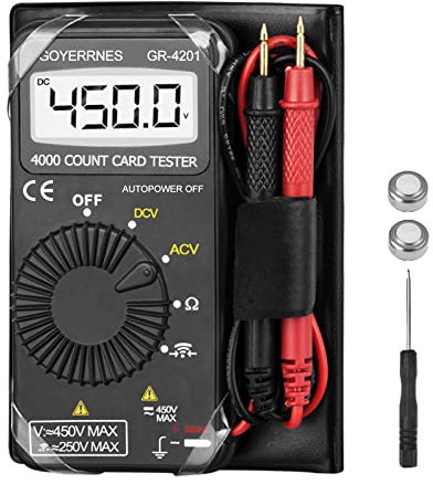 Mini Multimeter Taschenmultimeter GR-4201 4000 count automatic ranging multimeter for AC/DC voltage,resistance, diode test, continuous buzzer measurement for electrical troubleshooting of families