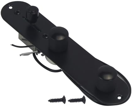 FLEOR 3 Way TL Prewired Switch Control Plate Set with Wiring Harness Knobs for TL TE Guitar Black