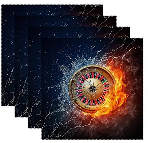 Stoff-Tischsets, waschbare Tischsets für Esstisch, 4er-Set,Art Darts Wasserfeuer