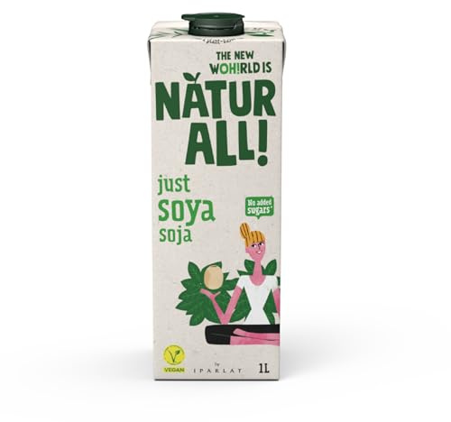 NATUR-ALL | Just Soya Drink 1L - Unsweetened Plant-Based Milk Alternative, Dairy-Free, Vegan, Long Life UHT, 3 Ingredients (Pack of 6)